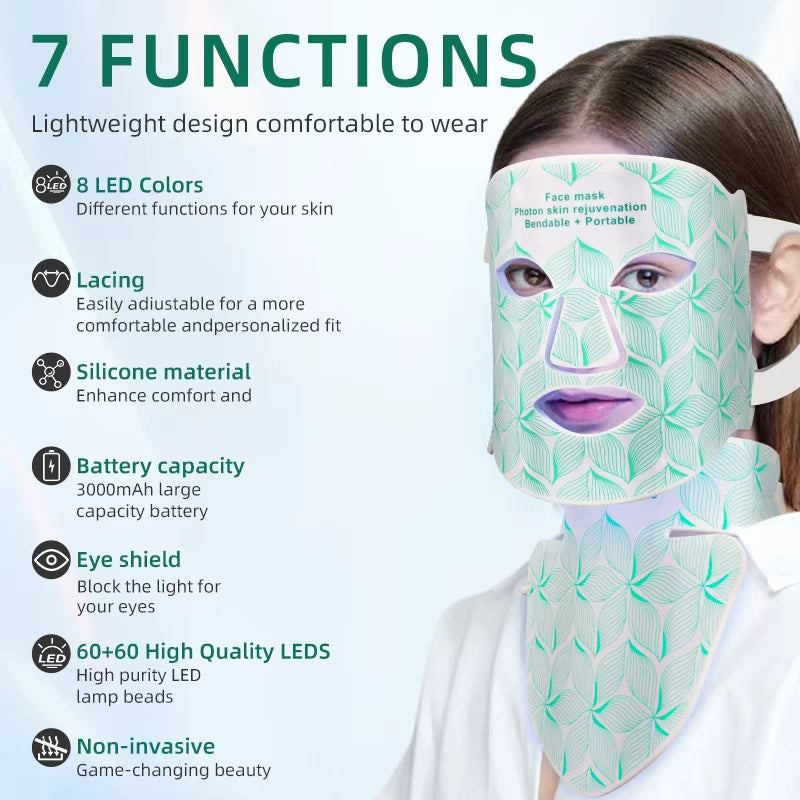 Wearable LED Light Therapy Silicone Facial Mask